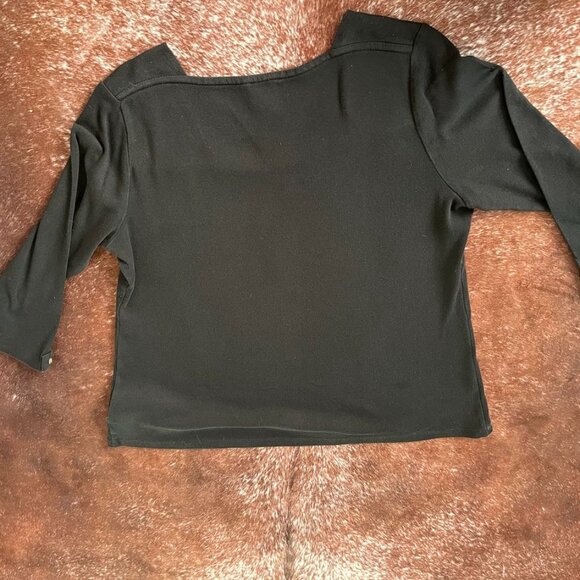 Anne Klein Sport Square Neck 3/4 Sleeve Stretch Knit Top Black Women’s L - Picture 6 of 13